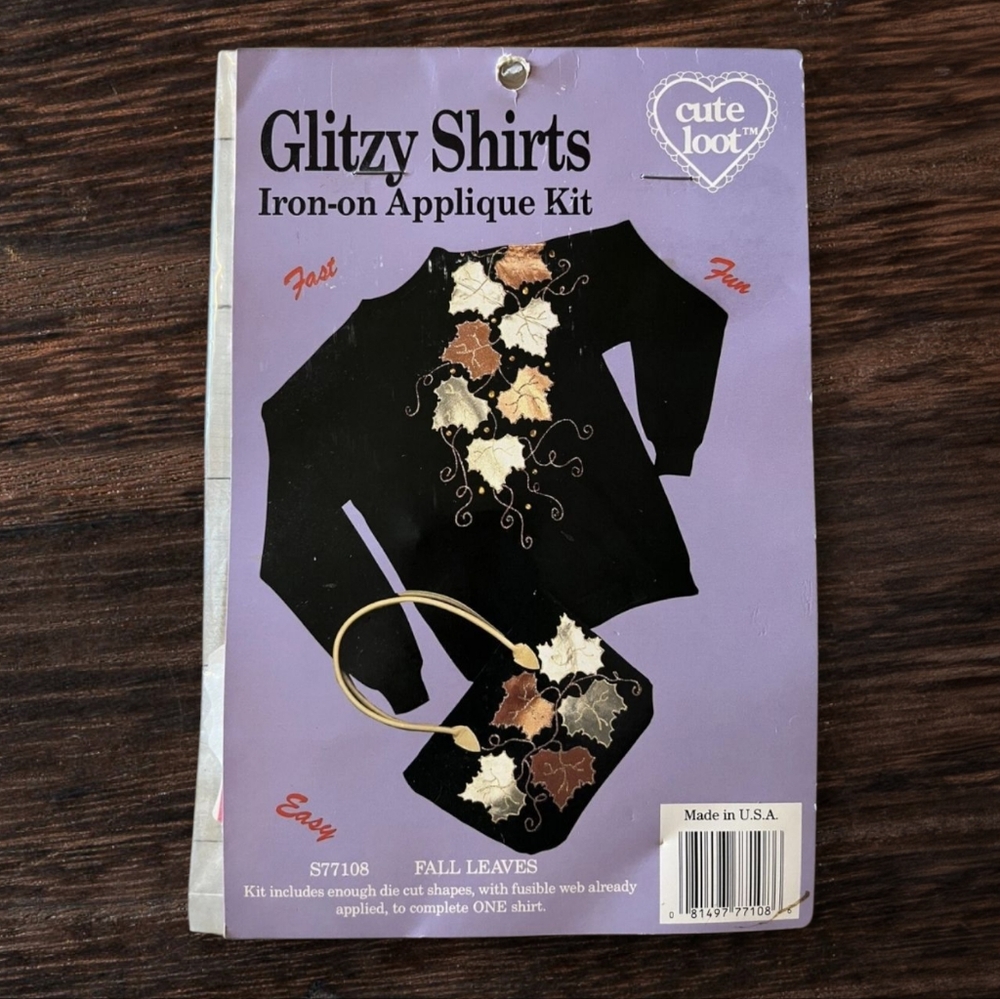 Glitzy Shirts Iron-On Appliqué‎ Kit Fall Leaves Fast Fun Easy Vintage New!!!